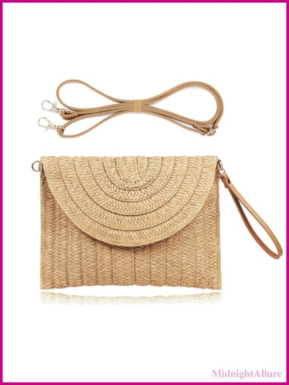 Straw Clutch Handbag Woven Envelope Crossbody Beach Purse for Women